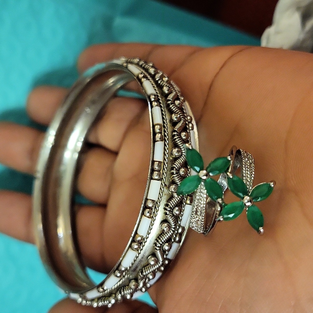 Green 925 ring and bangle